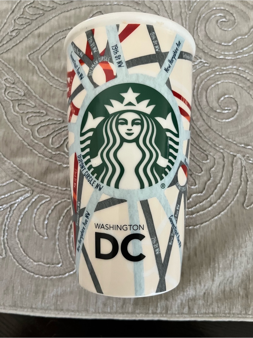 Starbucks Washington DC Ceramic Tumbler in White, Green, Red, Gray